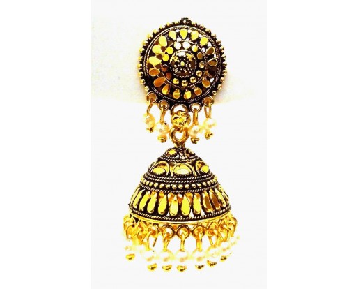Golden Oxidized Earrings Jhumka Jhumki Imitation Jewelry Drop Dangle Long E30
